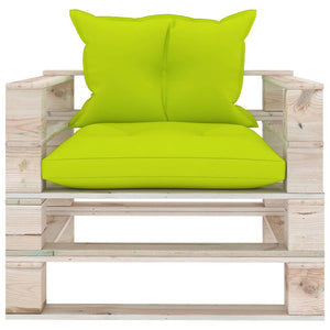 Divano da Giardino Pallet Cuscini Verde Brillante Legno di Pino cod mxl 74205