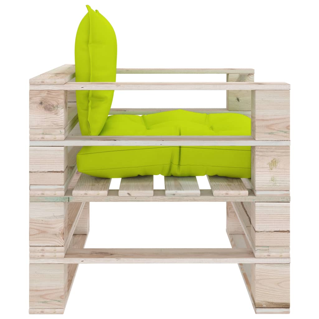 Divano da Giardino Pallet Cuscini Verde Brillante Legno di Pino cod mxl 74205