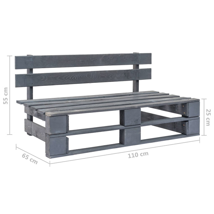 Divano Centrale da Giardino Pallet Legno Pino Impregnato Grigio 3066494