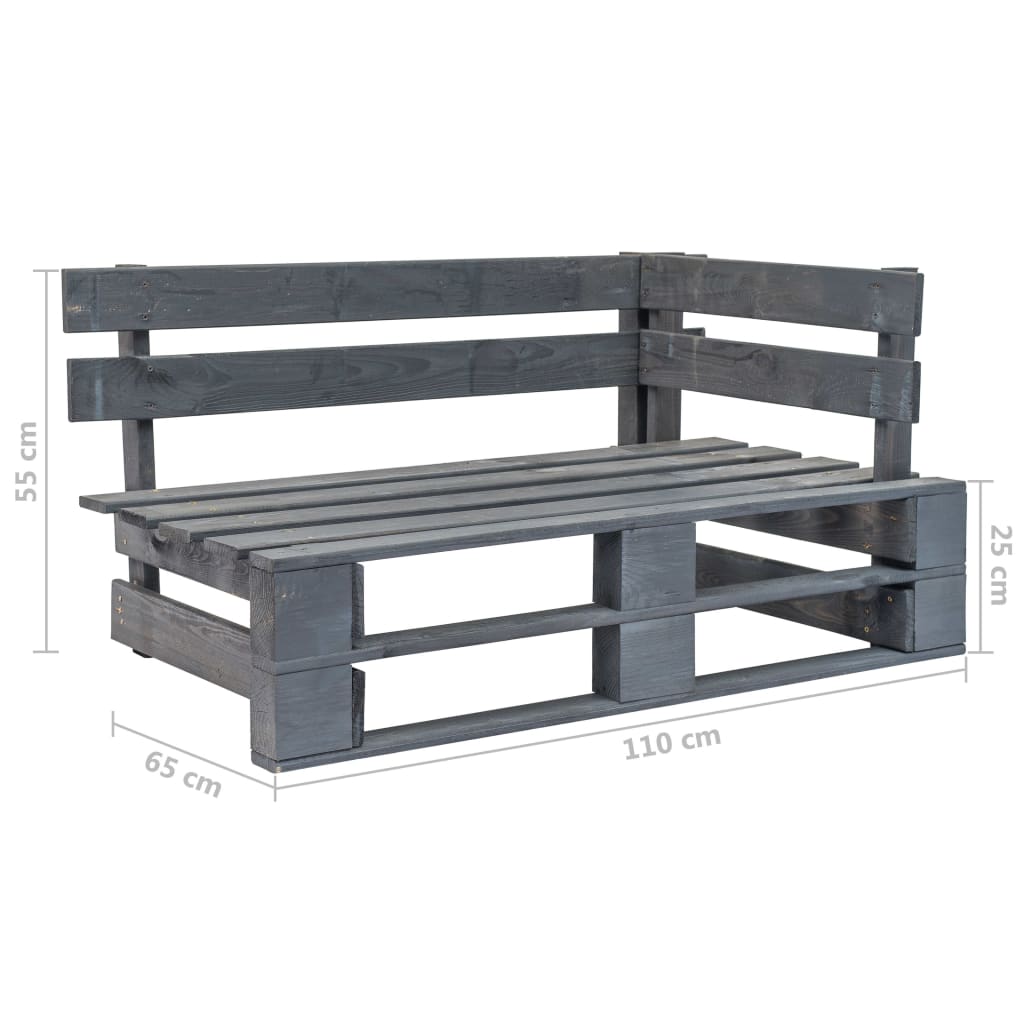 Divano Angolare da Giardino Pallet Legno Pino Impregnato Grigio 3066557