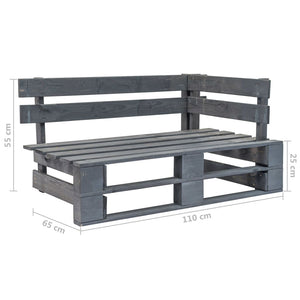 Divano Angolare da Giardino Pallet Legno Pino Impregnato Grigio 3066565