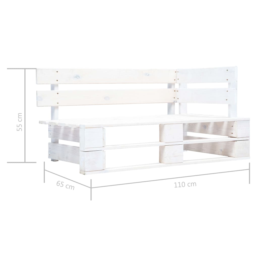 Divano Angolare da Giardino Pallet Legno Pino Impregnato Bianco 3066568