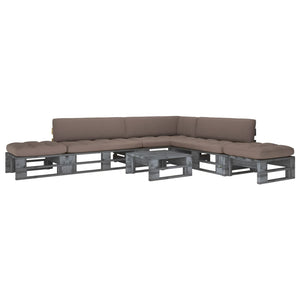 Set di Divani su Pallet 6 pz e Cuscini in Pino Impregnato Grigio cod mxl 40237