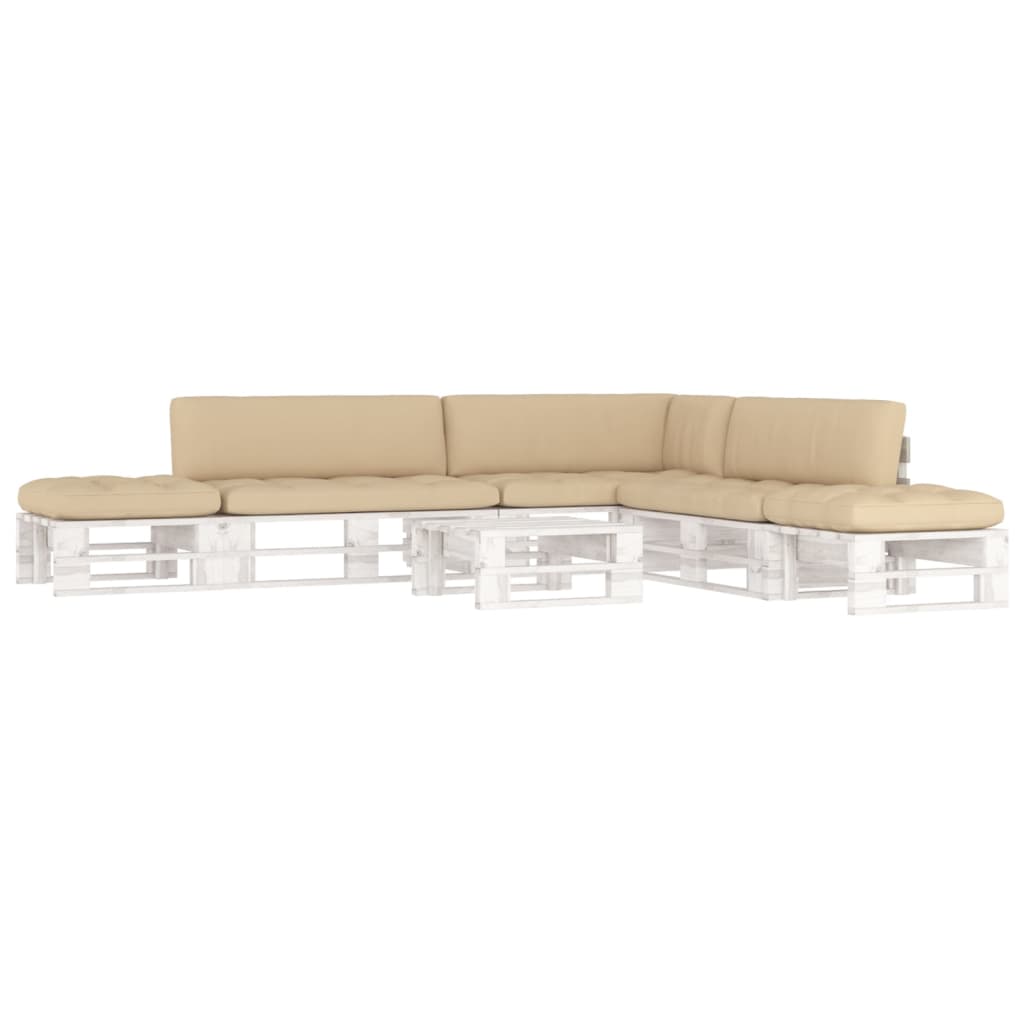 Set Divani in Pallet con Cuscini 6 pz in Pino Impregnato Bianco 3066856