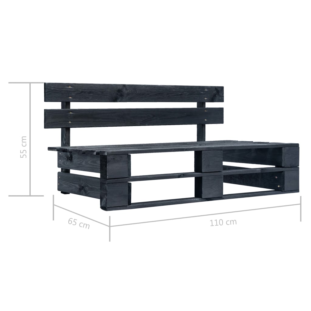 Set Divani in Pallet con Cuscini 6 pz in Pino Impregnato Nero 3066869