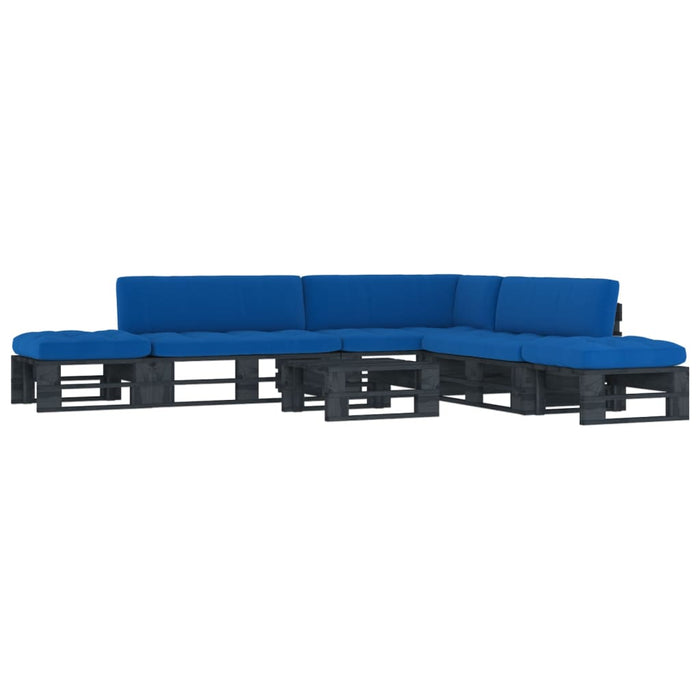 Set Divani in Pallet con Cuscini 6 pz in Pino Impregnato Nero 3066874