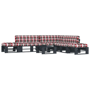 Set Divani in Pallet con Cuscini 6 pz in Pino Impregnato Nero 3066877