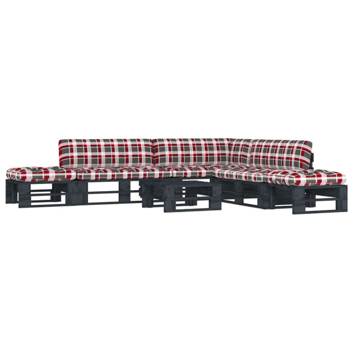 Set Divani in Pallet con Cuscini 6 pz in Pino Impregnato Nero 3066877