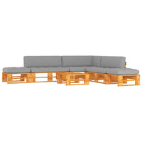 Set Divani in Pallet con Cuscini 6 pz in Pino Impregnato Miele 3066879