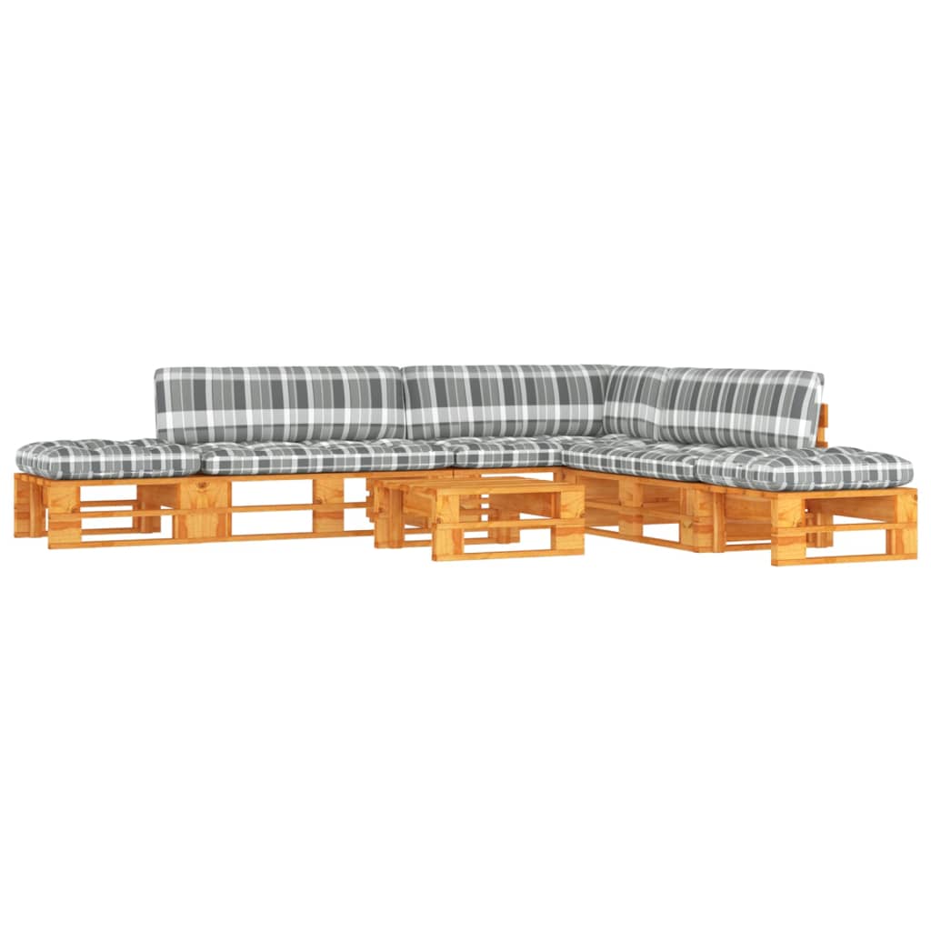 Set Divani in Pallet con Cuscini 6 pz in Pino Impregnato Miele 3066890