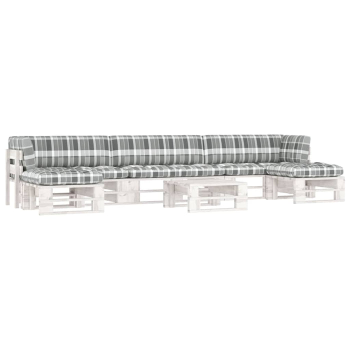 Set Divani in Pallet con Cuscini 6 pz in Pino Impregnato Bianco 3066938