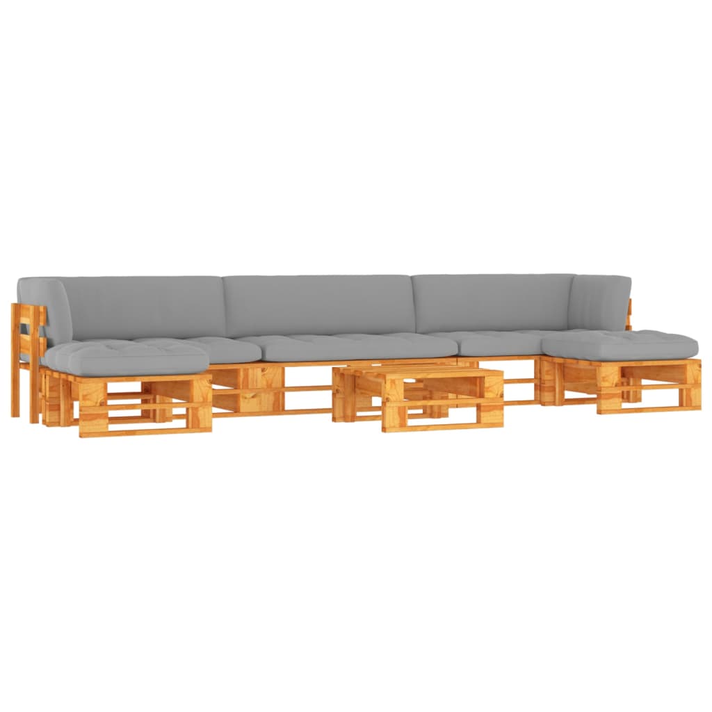 Set Divani in Pallet con Cuscini 6 pz in Pino Impregnato Miele 3066951