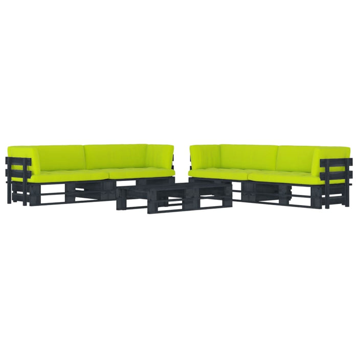 Set Divani a Pallet e Cuscini 6 pz in Pino Impregnato Nero cod mxl 30660