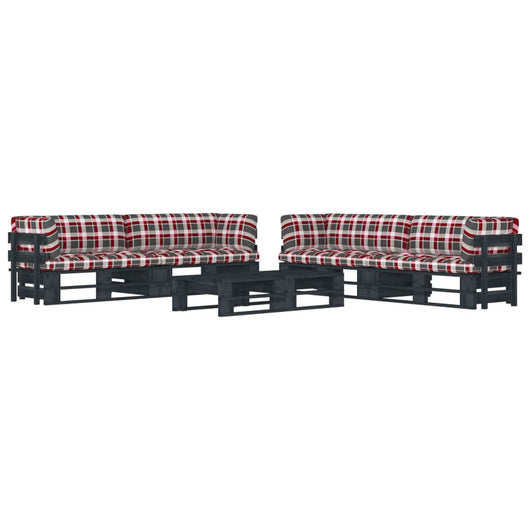 Set Divani a Pallet e Cuscini 6 pz in Pino Impregnato Nero cod mxl 30644