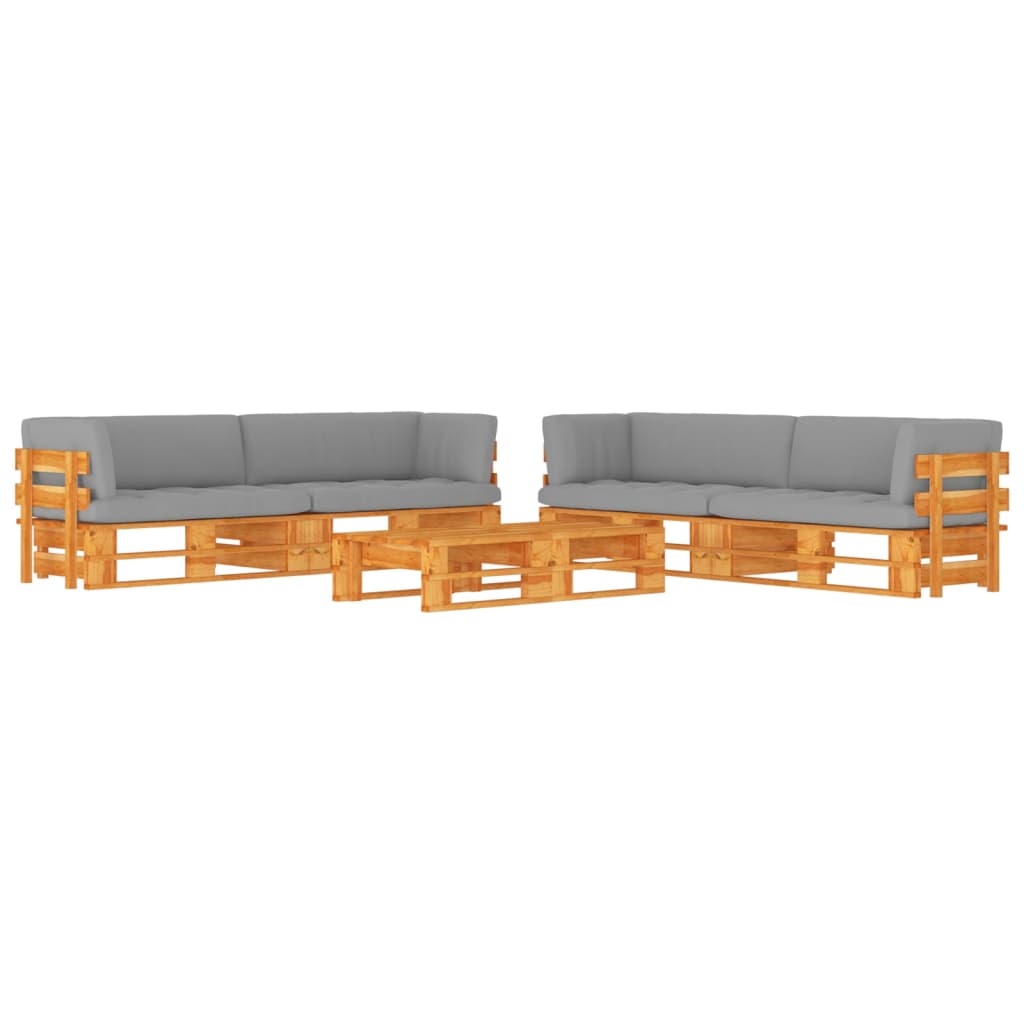 Set Divani in Pallet con Cuscini 6 pz in Pino Impregnato Miele 3067023