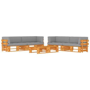 Set Divani in Pallet con Cuscini 6 pz in Pino Impregnato Miele 3067023