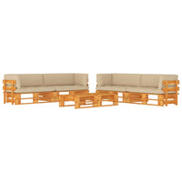 Set Divani in Pallet con Cuscini 6 pz in Pino Impregnato Miele 3067024