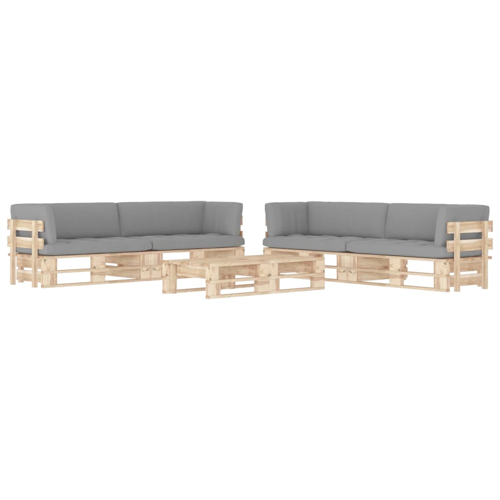 Set Divani in Pallet con Cuscini 6 pz in Pino Impregnato 3067035