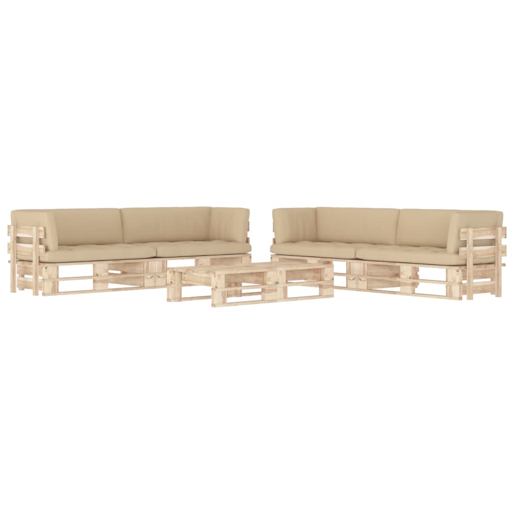 Set Divani a Pallet e Cuscini 6 pz in Legno di Pino Impregnato cod mxl 56872