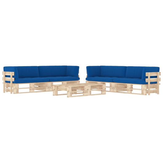 Set Divani in Pallet con Cuscini 6 pz in Pino Impregnato 3067042