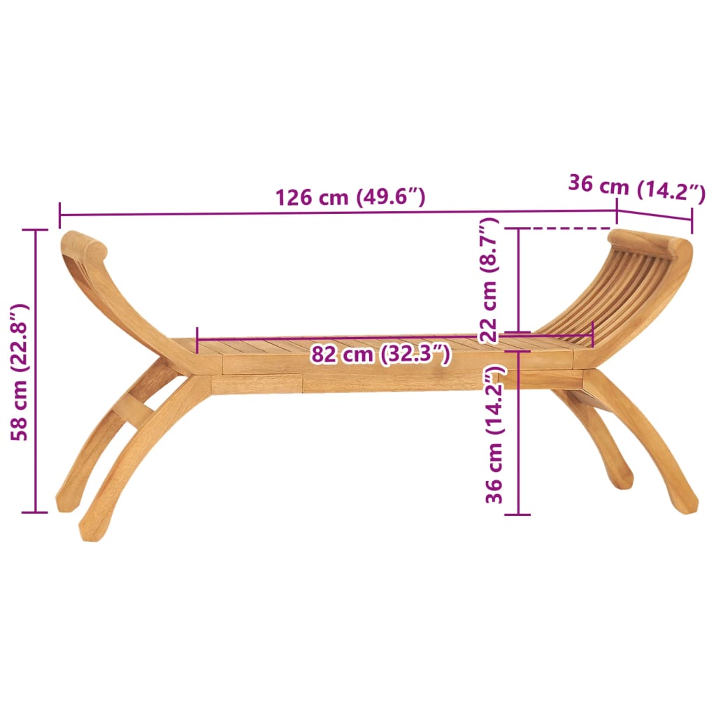 Panchina da Giardino 120 cm in Legno Massello di Teak cod mxl 46034