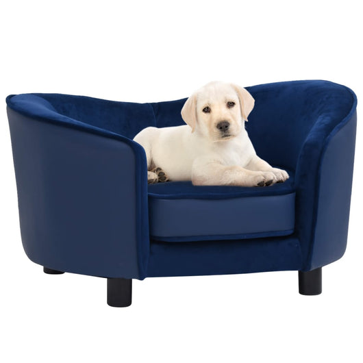 Divano per Cani Blu 69x49x40 cm in Peluche e Similpelle 171034