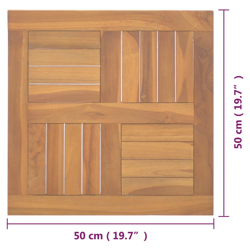 Piano Tavolo Quadrato 50x50x2,5 cm in Legno Massello di Teak cod mxl 72007