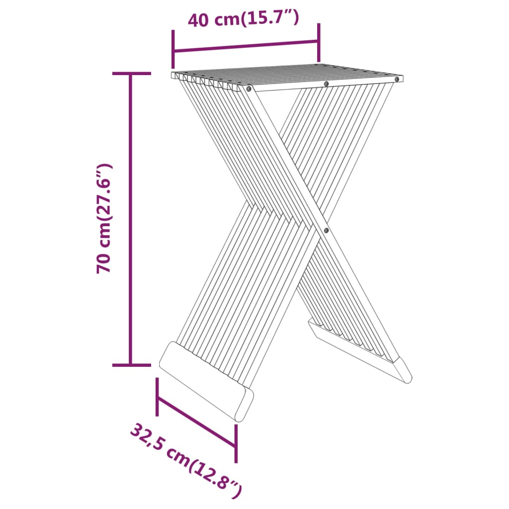 Sgabello Pieghevole 40x32,5x70 cm in Legno Massello di Teak 316164