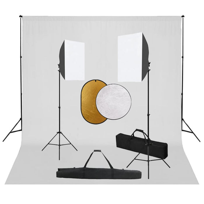 Kit per Studio Fotografico con Set Luci, Fondale e Riflettorecod mxl 96602