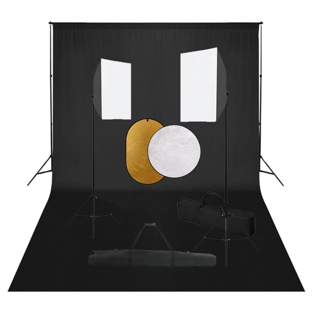 Kit per Studio Fotografico con Set Luci, Fondale e Riflettore 3067055