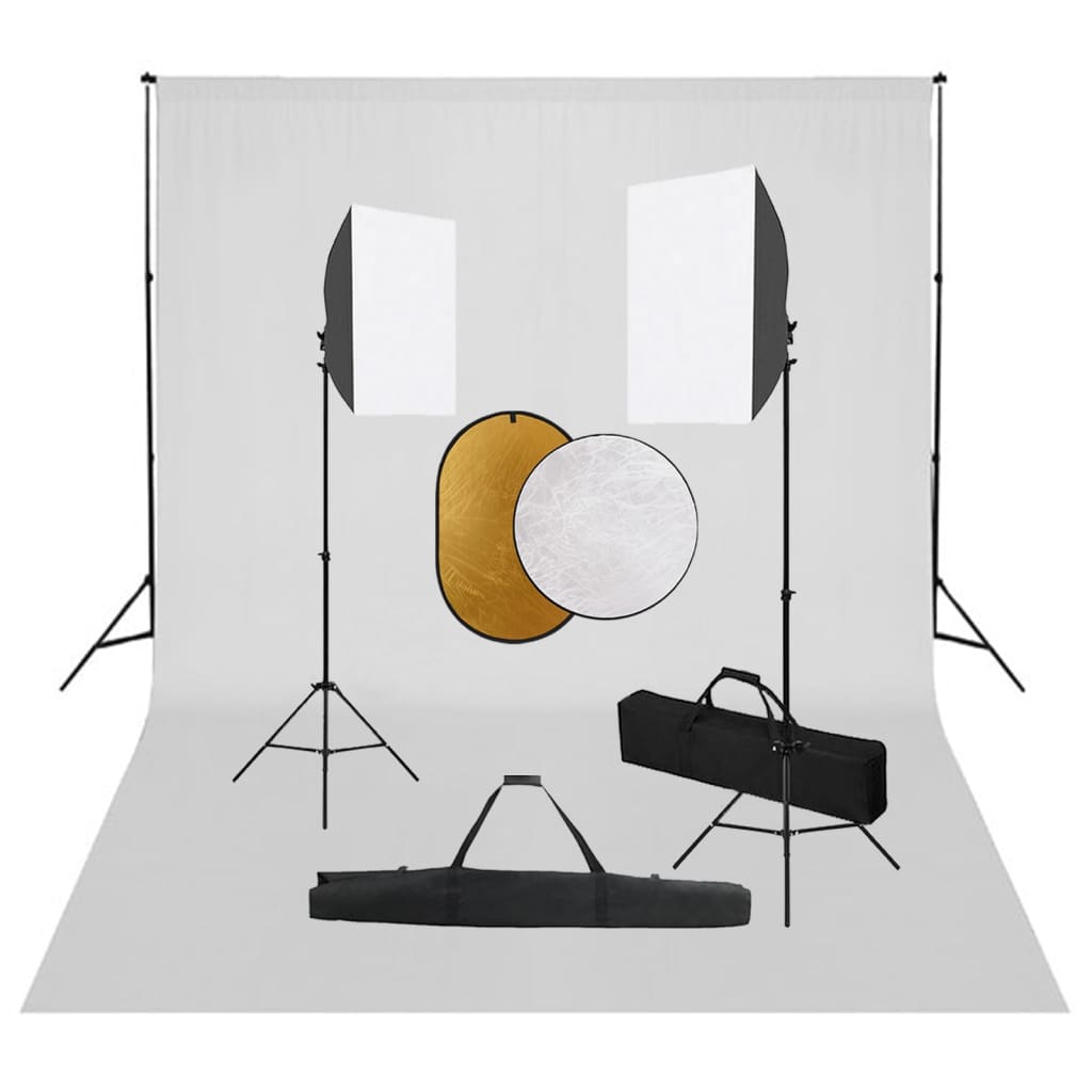 Kit per Studio Fotografico con Set Luci, Fondale e Riflettorecod mxl 120535