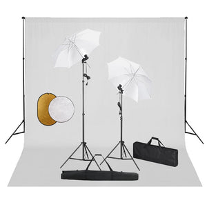 Kit Studio Fotografico con Luci Ombrelli Fondale e Riflettore 3067072