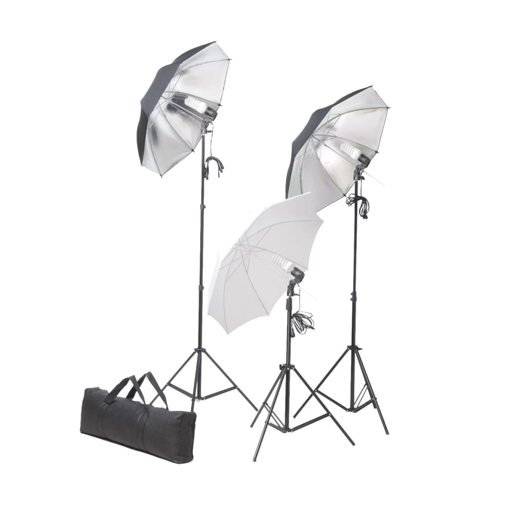 Kit Studio Fotografico con Luci Ombrelli Fondale e Riflettore 3067095