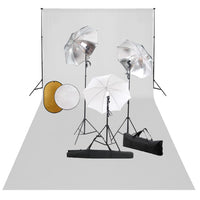 Kit Studio Fotografico con Luci Ombrelli Fondale e Riflettore 3067096