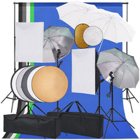 Kit Studio Foto con Luci Softbox Ombrelli Fondale e Riflettorecod mxl 120539