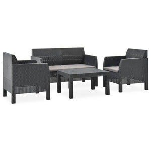 Set Divani da Giardino 4 pz con Cuscini in Rattan PP Antracite 3067234