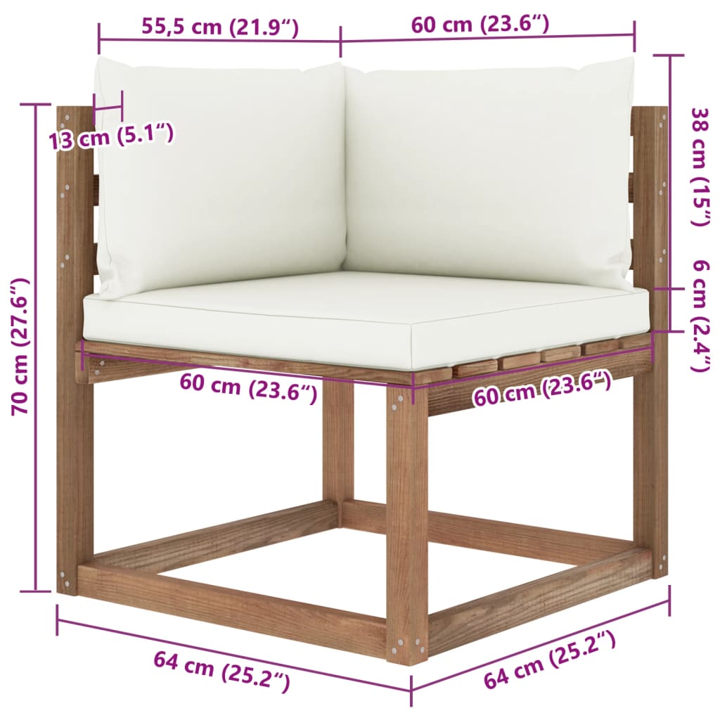 Set Salotto Giardino Pallet Cuscini 4 pz Legno Pino Impregnato 3067322