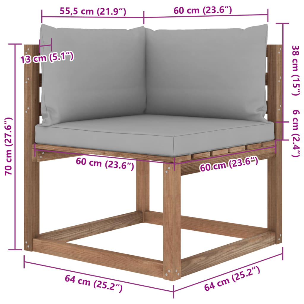 Divano Giardino Pallet a 4 Posti Cuscini Legno Pino Impregnato 3067333