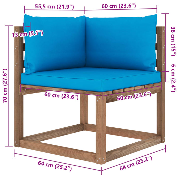 Divano Giardino Pallet a 4 Posti Cuscini Legno Pino Impregnato 3067336