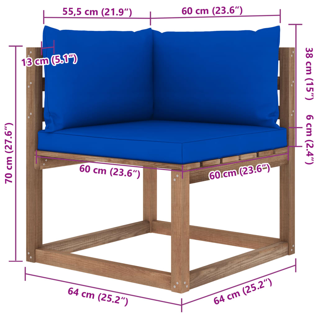 Divano Giardino Pallet a 4 Posti Cuscini Legno Pino Impregnato 3067342