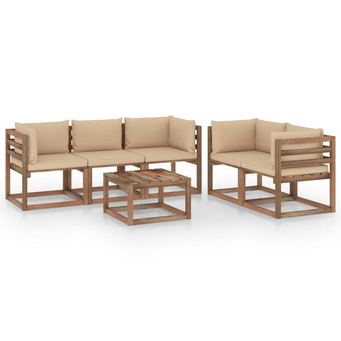 Set Salotto da Giardino 6 pz con Cuscini Beige 3067407