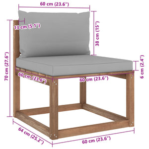 Set Divani Giardino su Pallet 6 pz con Cuscini Pino Impregnato cod mxl 44521