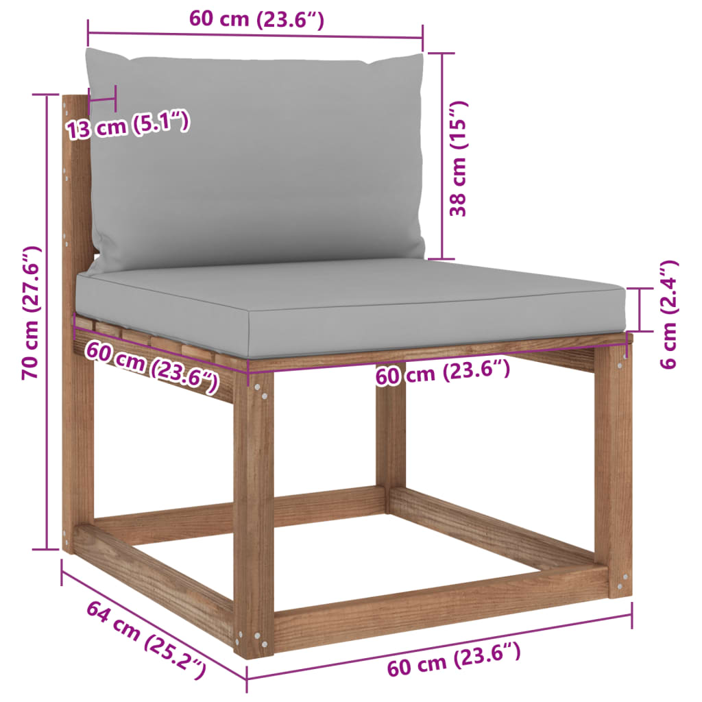 Set Salotto Giardino Pallet con Cuscini 6 pz in Pino Impregnato 3067453