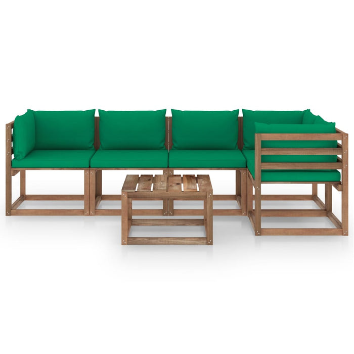 Set Divani Giardino su Pallet 6 pz con Cuscini Pino Impregnato cod mxl 42343