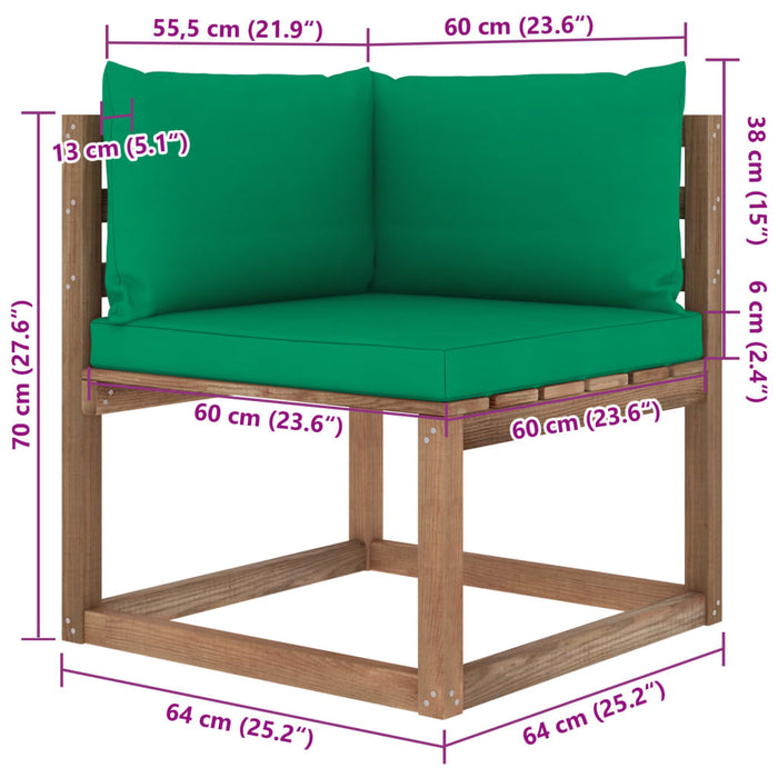 Set Salotto Giardino Pallet con Cuscini 6 pz in Pino Impregnato 3067457