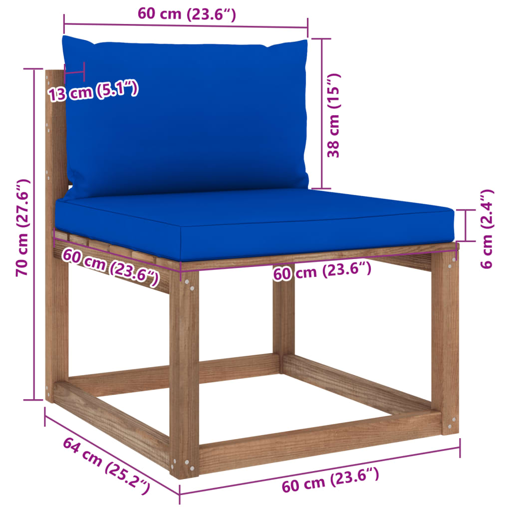 Set Divani Giardino su Pallet 6 pz con Cuscini Pino Impregnato cod mxl 40719