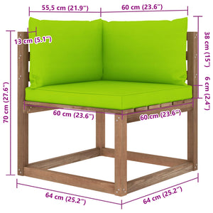 Set Divani Giardino su Pallet 6 pz con Cuscini Pino Impregnato cod mxl 45807