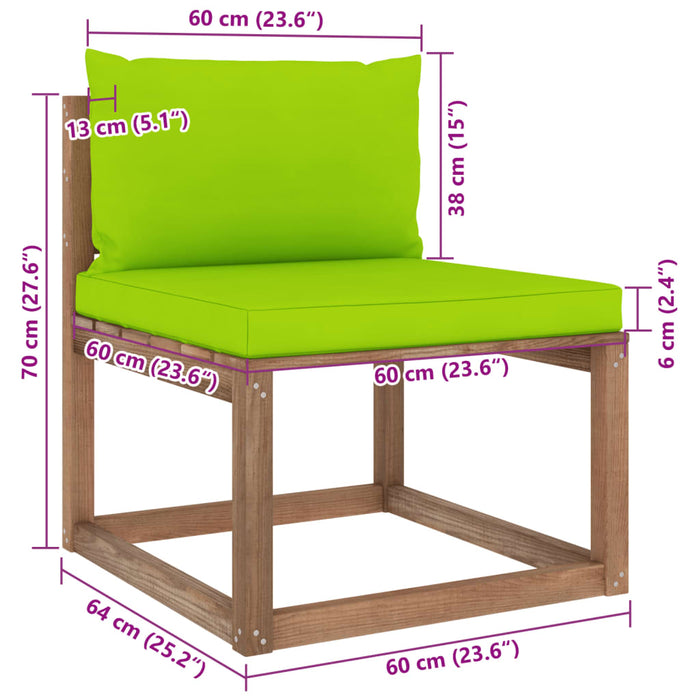 Set Divani Giardino su Pallet 6 pz con Cuscini Pino Impregnato cod mxl 45807