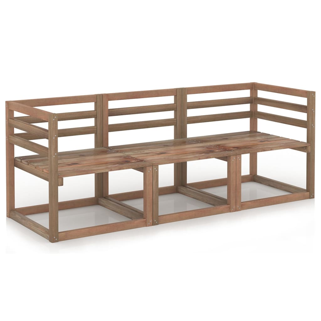 Set Divano Pallet da Giardino 3pz Legno Pino Impregnato Marrone 3067597