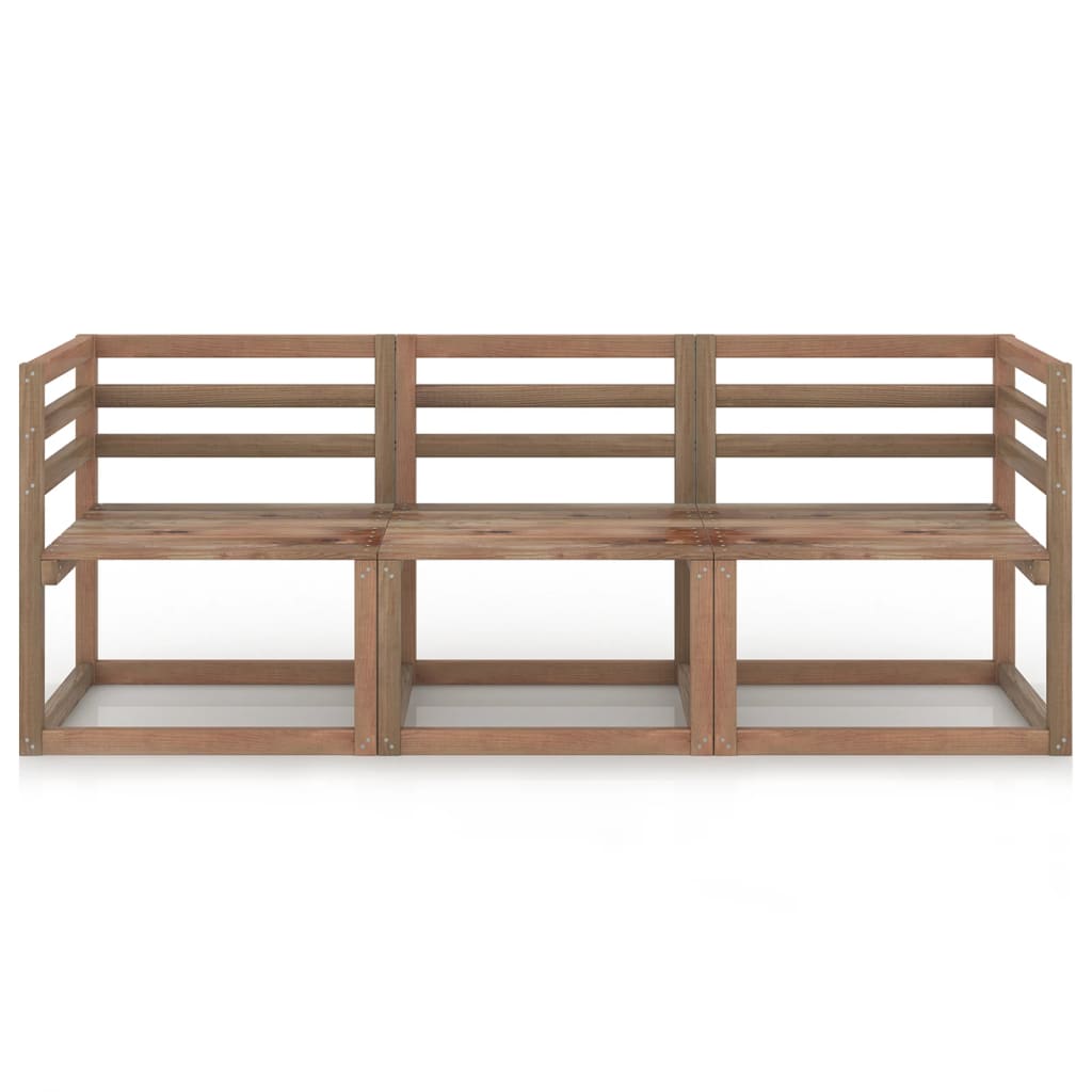 Set Divano Pallet da Giardino 3pz Legno Pino Impregnato Marrone 3067597